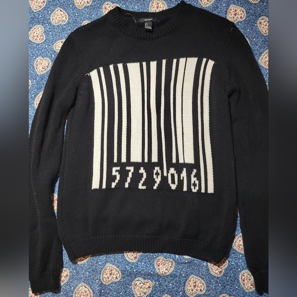 forever 21 black and white barcode knit sweater